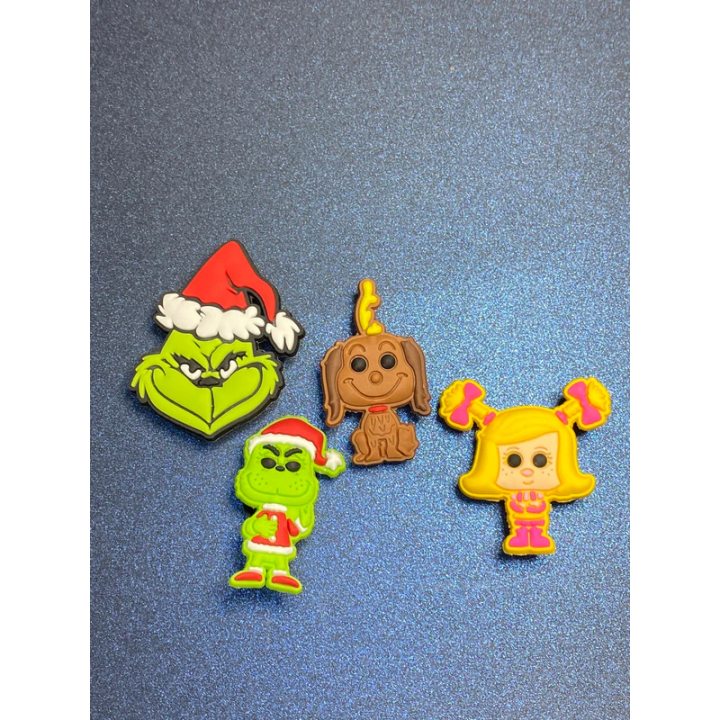 4PC Grinch Soft PVC Shoe Croc Charms