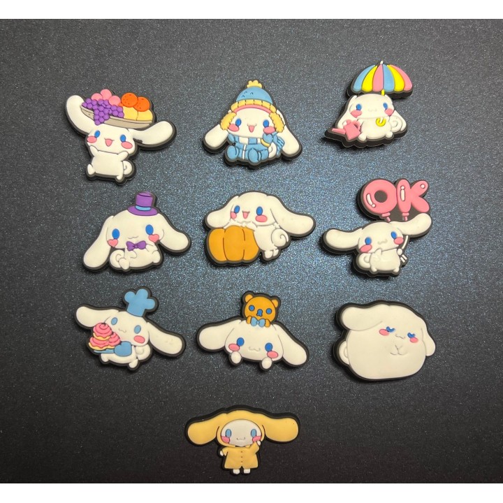 10PC Cinnamoroll Soft PVC Shoe Croc Charms Hello Kitty Jibbitz