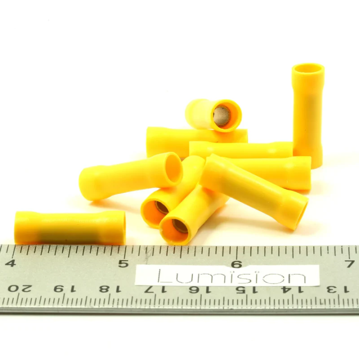 10 Pack 10-12AWG Yellow Gauge Butt Connector Terminal Wire Splice