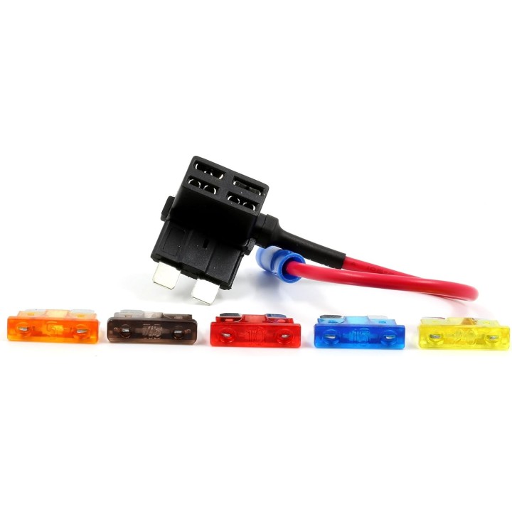 ADD CIRCUIT ATO ATC FUSE TAP Add ON DUAL CIRCUIT ADAPTER AUTO CAR TERMINAL + FUSE SET 5, 7.5, 10, 15, 20 AMPS