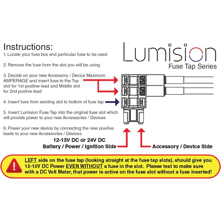 Lumision Dual Fuse Tap Low Profile LP Mini ATT with 5 AMP Fuses Automotive Boat RV